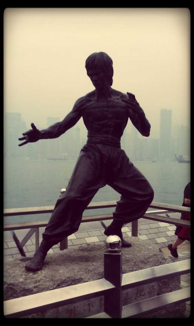 Bruce Lee with his fist of fury.