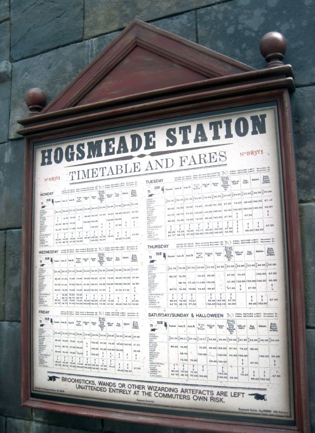 A timetable for the Hogwarts Express, so y'know, you won't miss that train ;)